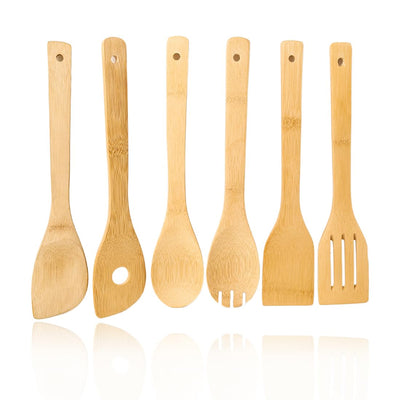 Wooden Spoons for Cooking, 7 PCS Bamboo Utensil Set, Kitchen Utensils Set, Wood Spatula Spoon Nonstick Premium, for Storage Kitchen Utensils Set, Wooden Utensils for Everyday Use