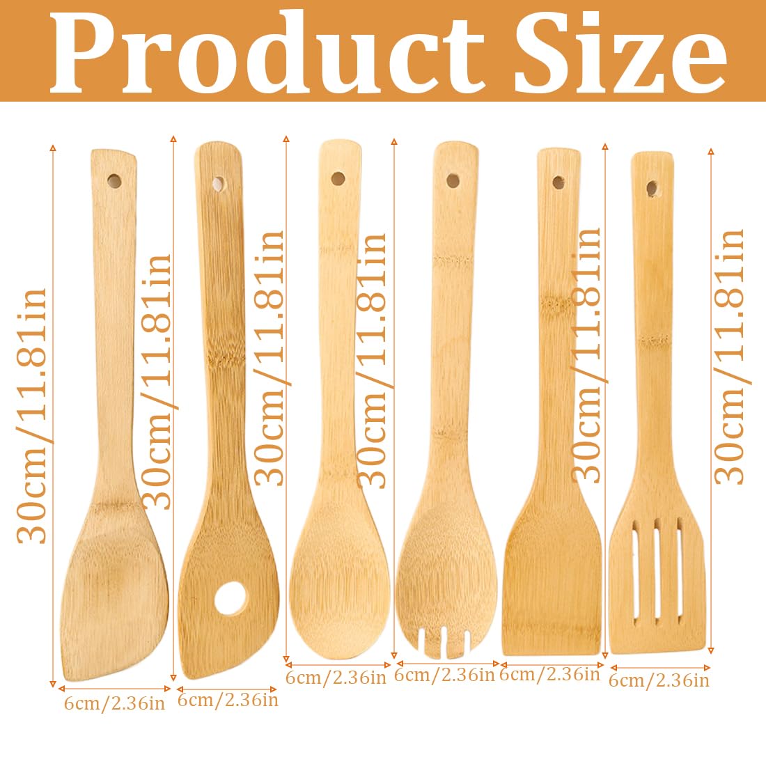 Wooden Spoons for Cooking, 7 PCS Bamboo Utensil Set, Kitchen Utensils Set, Wood Spatula Spoon Nonstick Premium, for Storage Kitchen Utensils Set, Wooden Utensils for Everyday Use