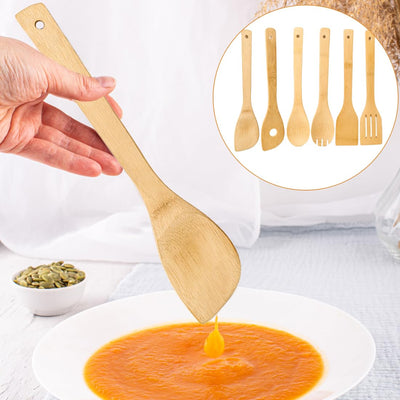 Wooden Spoons for Cooking, 7 PCS Bamboo Utensil Set, Kitchen Utensils Set, Wood Spatula Spoon Nonstick Premium, for Storage Kitchen Utensils Set, Wooden Utensils for Everyday Use