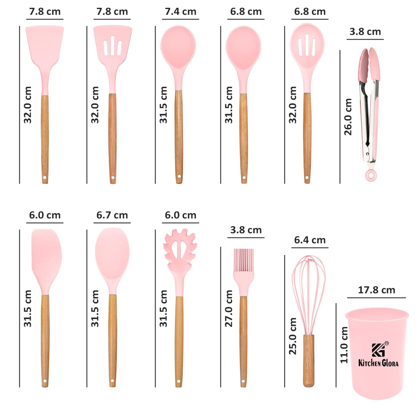 AEX Kitchen Utensils Set - 12 Pcs Cooking Utensils Set - Kitchen Utensils with Holder - Heat Resistant Silicone Utensil Set - Non-Stick Utensils with Wooden Handle - Spatula Utensil Set (Olive Green)