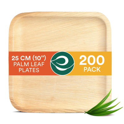 ECO SOUL 25 Disposable Palm Leaf Plates 6”(15cm) Square Small Bamboo Plate I Eco Friendly, Biodegradable, Compostable Heavy-Duty Plate, Wooden Plates for Party & Events I Microwave & Oven Safe