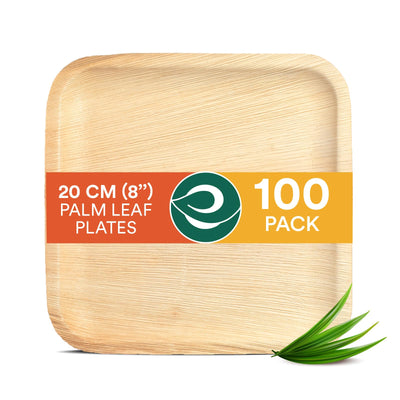 ECO SOUL 25 Disposable Palm Leaf Plates 6”(15cm) Square Small Bamboo Plate I Eco Friendly, Biodegradable, Compostable Heavy-Duty Plate, Wooden Plates for Party & Events I Microwave & Oven Safe