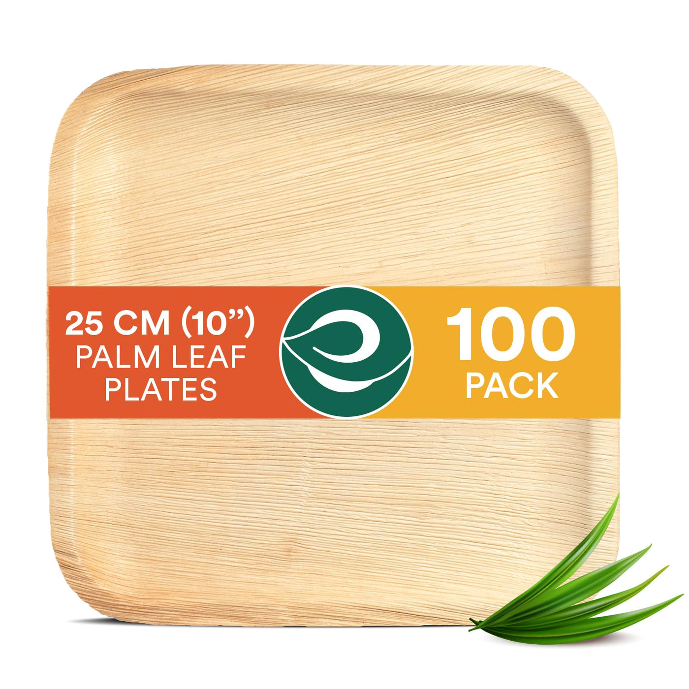 ECO SOUL 25 Disposable Palm Leaf Plates 6”(15cm) Square Small Bamboo Plate I Eco Friendly, Biodegradable, Compostable Heavy-Duty Plate, Wooden Plates for Party & Events I Microwave & Oven Safe