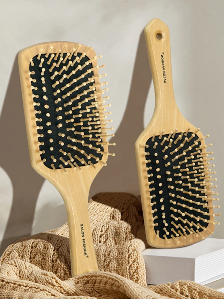 Wood Comb Professional Healthy Paddle Cushion Hair Loss Massage Brush Hairbrush Comb Scalp Hair Care Healthy Bamboo Comb