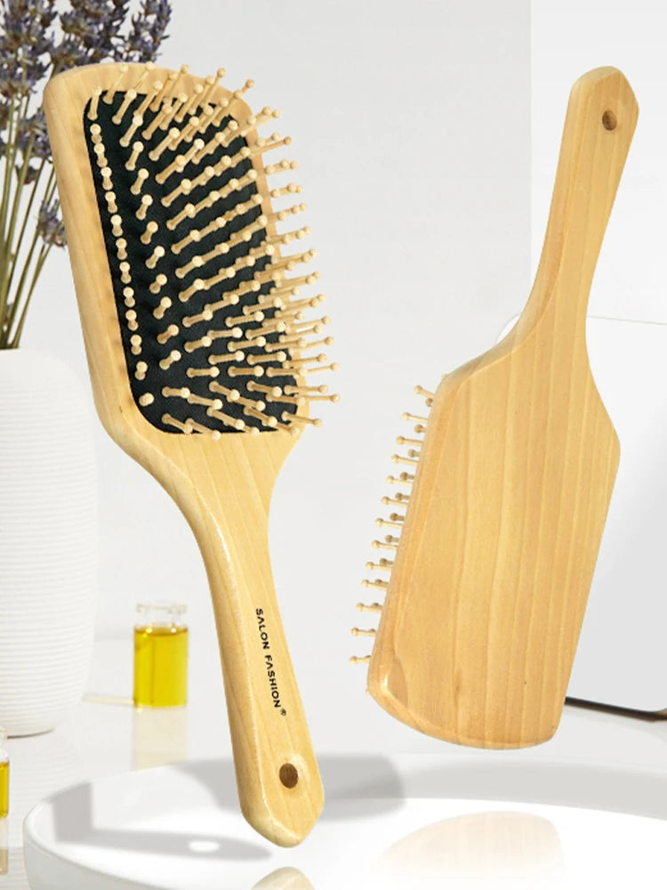 Wood Comb Professional Healthy Paddle Cushion Hair Loss Massage Brush Hairbrush Comb Scalp Hair Care Healthy Bamboo Comb