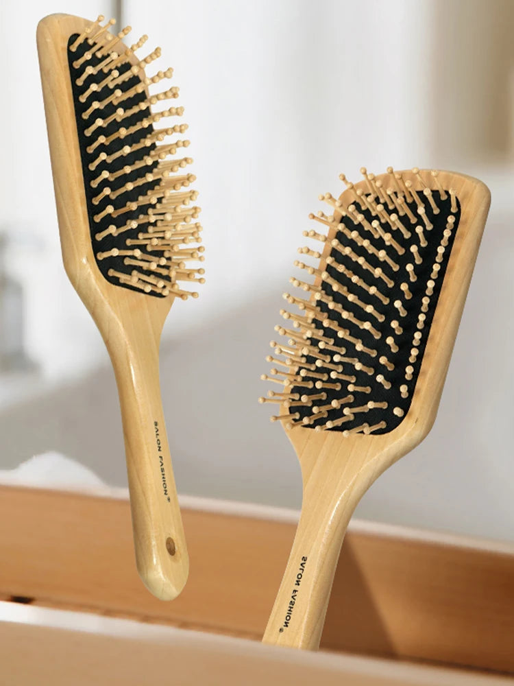 Wood Comb Professional Healthy Paddle Cushion Hair Loss Massage Brush Hairbrush Comb Scalp Hair Care Healthy Bamboo Comb