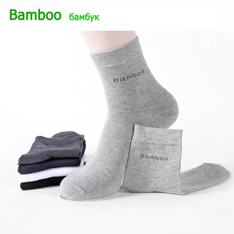 10 Pairs / Lot Bamboo Fiber Socks Men Casual Business Anti-Bacterial Breatheable Men's Crew Socks High Quality Guarantee Sock