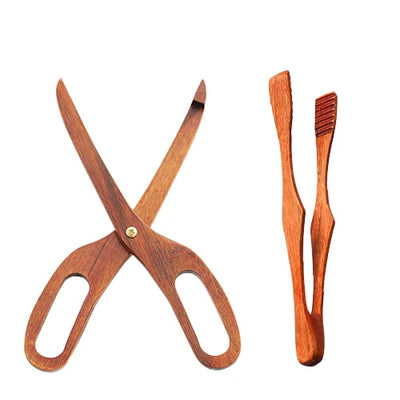 Bamboo Food Tongs Kitchen Tongs Salad Scissors BBQ Cooking Tool Salad Bacon Steak Bread Cake Wooden Clip Home Kitchen Utensil