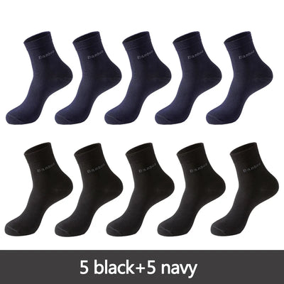 10 Pairs / Lot Bamboo Fiber Socks Men Casual Business Anti-Bacterial Breatheable Men's Crew Socks High Quality Guarantee Sock