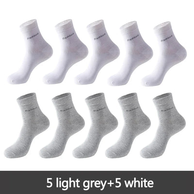 10 Pairs / Lot Bamboo Fiber Socks Men Casual Business Anti-Bacterial Breatheable Men's Crew Socks High Quality Guarantee Sock