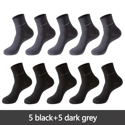 10 Pairs / Lot Bamboo Fiber Socks Men Casual Business Anti-Bacterial Breatheable Men's Crew Socks High Quality Guarantee Sock