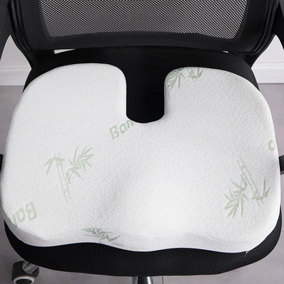 2 In 1 Bamboo Fiber Memory Foam Seat Cushion Back Cushion Slow Rebound Waist Support Set for Home Office Health Care Chair Pad