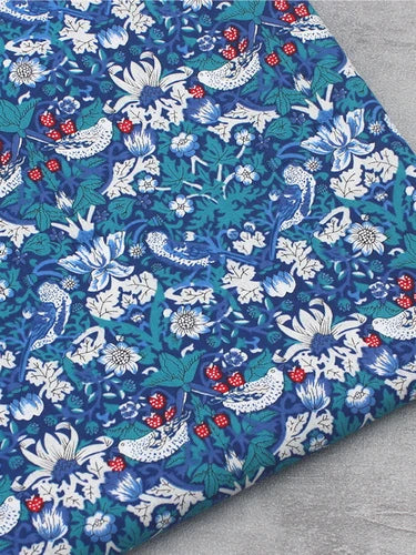 140x50cm Classic Blue and White Porcelain Rose Poplin Cotton Cloth Shirt Dress Summer Clothing Diy Fabric