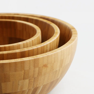 Japanese style home salad wooden bowl, mixing bamboo bowl, large size, and noodle wooden basin with engraved logo