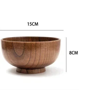 Japanese Style Wooden Bowl Jujube Wooden Bowl Round Large Soup Bowl Creative Children's Rice Bowl Tableware