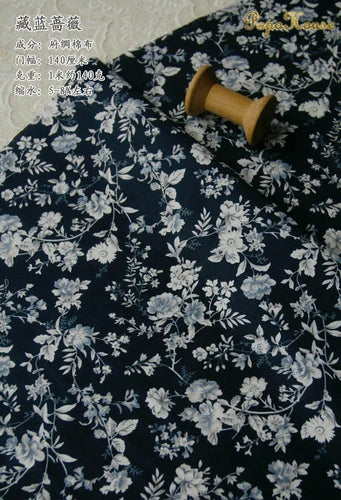 140x50cm Classic Blue and White Porcelain Rose Poplin Cotton Cloth Shirt Dress Summer Clothing Diy Fabric