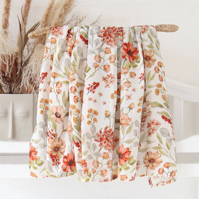 Bamboo Cotton Baby Muslin Swaddle Warp  2 Layers New Born Swaddle Floral Muslin Diaper