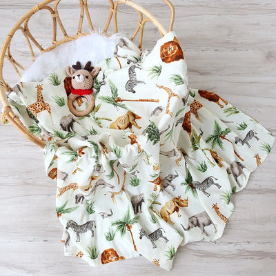 Bamboo Cotton Baby Muslin Swaddle Warp  2 Layers New Born Swaddle Floral Muslin Diaper