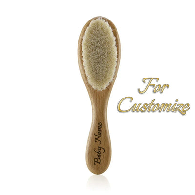 Personalized Wooden Baby Brush Custom Name Baby Wool Comb New Born Hair Brush Infant Head Massager Bath Brush Comb for Kids