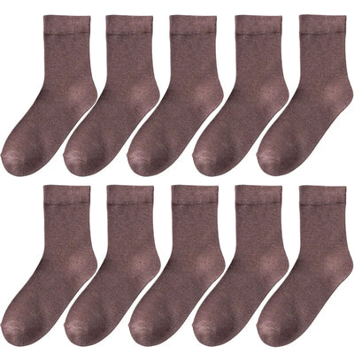 10 Pair Women's Bamboo Fiber Socks Harajuku Retro Solid Color Casual Ladies Set Black Socks Korean Style White Socks Wholesale