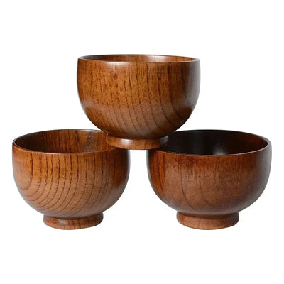 Japanese Style Wooden Bowl Jujube Wooden Bowl Round Large Soup Bowl Creative Children's Rice Bowl Tableware