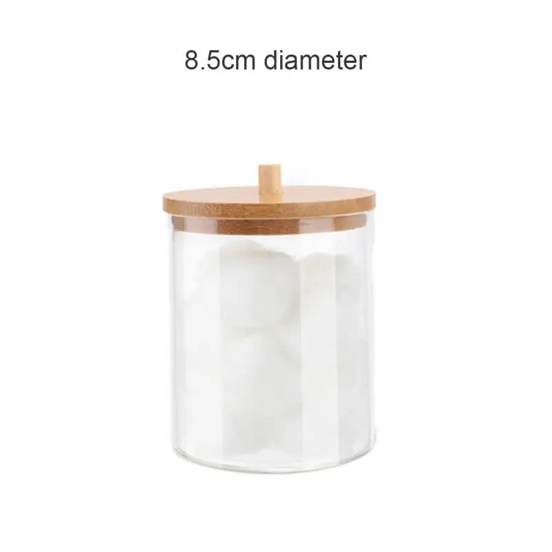 Acrylic Storage Box Bathroom Jar Makeup Organizer Cotton Round Pad Holder Cotton Swab Box Qtip Holder Dispenser With Bamboo Lid