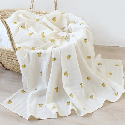 Bamboo Cotton Baby Muslin Swaddle Warp  2 Layers New Born Swaddle Floral Muslin Diaper