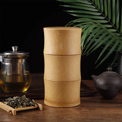 Natural Bamboo Food Storage Box Tea Nut Spice Storage Box Tea Canister Eco-friendly Organizer Jar Kitchen Containers