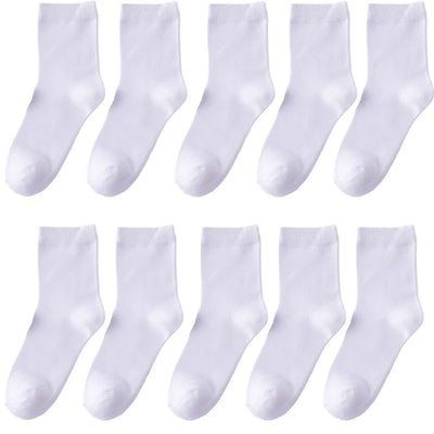 10 Pair Women's Bamboo Fiber Socks Harajuku Retro Solid Color Casual Ladies Set Black Socks Korean Style White Socks Wholesale