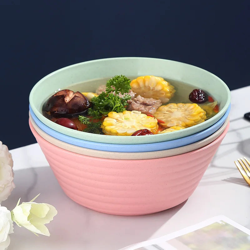 Reusable Cereal Bowls Environmental Wheat Straw Soup Bowls Lightweight Food Grade Plastic Rice Salad Bowl Dinnerware