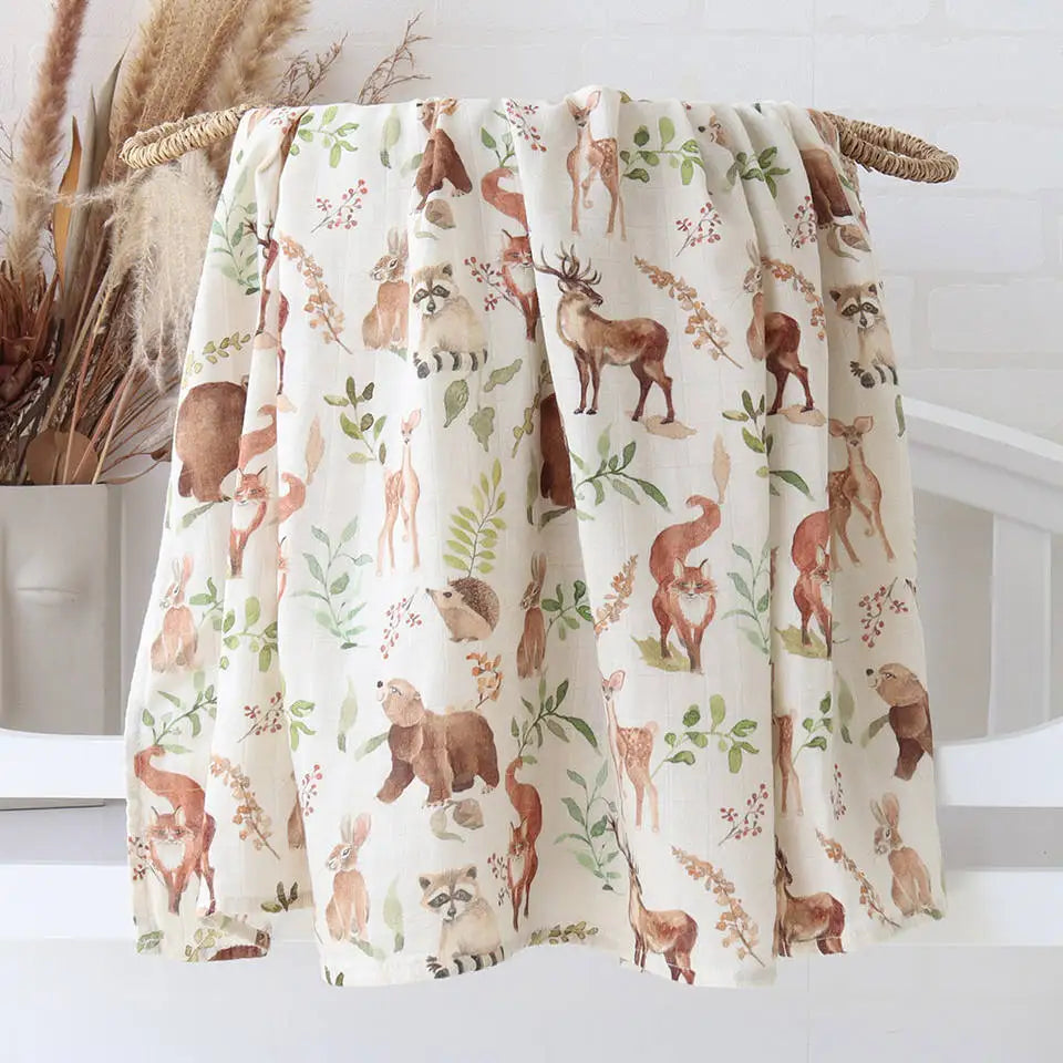 Bamboo Cotton Baby Muslin Swaddle Warp  2 Layers New Born Swaddle Floral Muslin Diaper