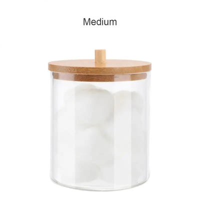 Acrylic Storage Box Bathroom Jar Makeup Organizer Cotton Round Pad Holder Cotton Swab Box Qtip Holder Dispenser With Bamboo Lid