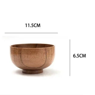 Japanese Style Wooden Bowl Jujube Wooden Bowl Round Large Soup Bowl Creative Children's Rice Bowl Tableware