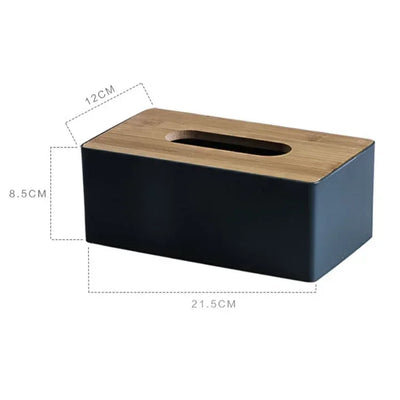 Tissue Box Table Napkin Rings Tissue case Paper Box Container Bamboo Cover Solid Wood Storage Box Home Table Decoration