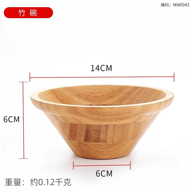 Japanese style home salad wooden bowl, mixing bamboo bowl, large size, and noodle wooden basin with engraved logo