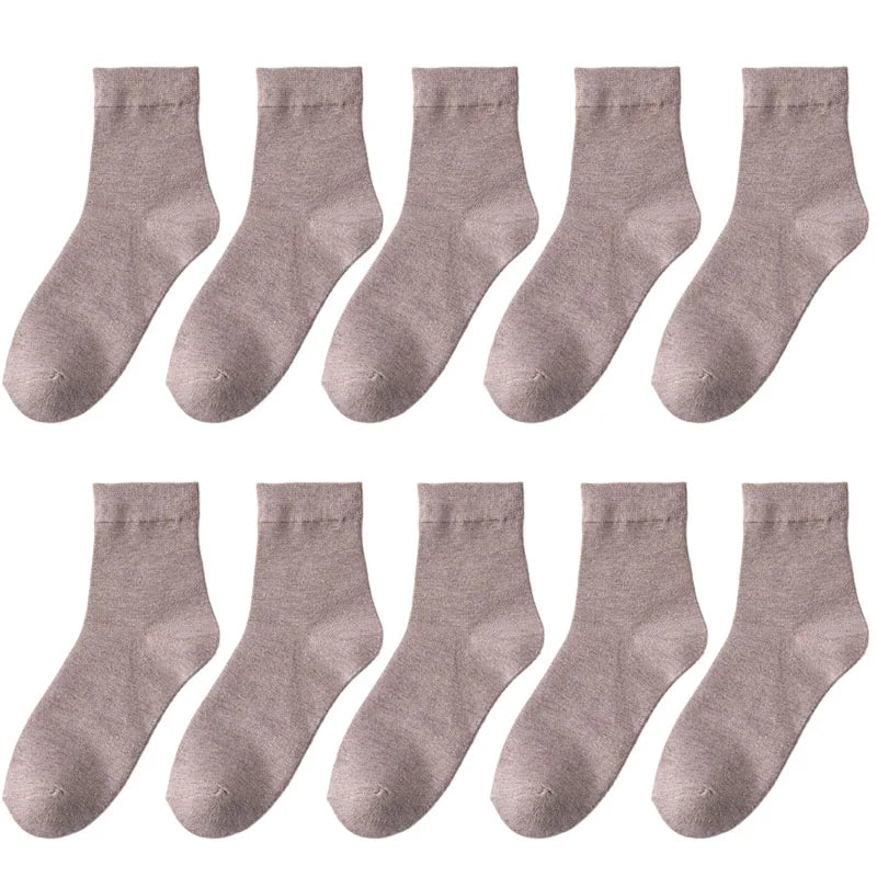 10 Pair Women's Bamboo Fiber Socks Harajuku Retro Solid Color Casual Ladies Set Black Socks Korean Style White Socks Wholesale