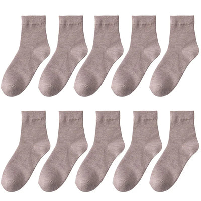 10 Pair Women's Bamboo Fiber Socks Harajuku Retro Solid Color Casual Ladies Set Black Socks Korean Style White Socks Wholesale