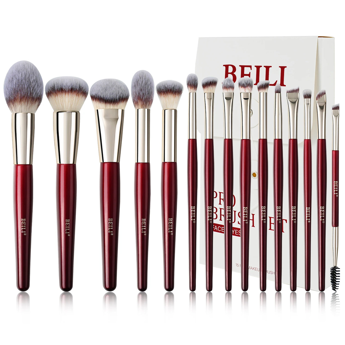 BEILI Soft 8/9/15/30Pcs Makeup Brushes Suitable for Foundation Powder Concealer Eyeshadow Eyebrow Eyelashes Eyeliner Brush Set