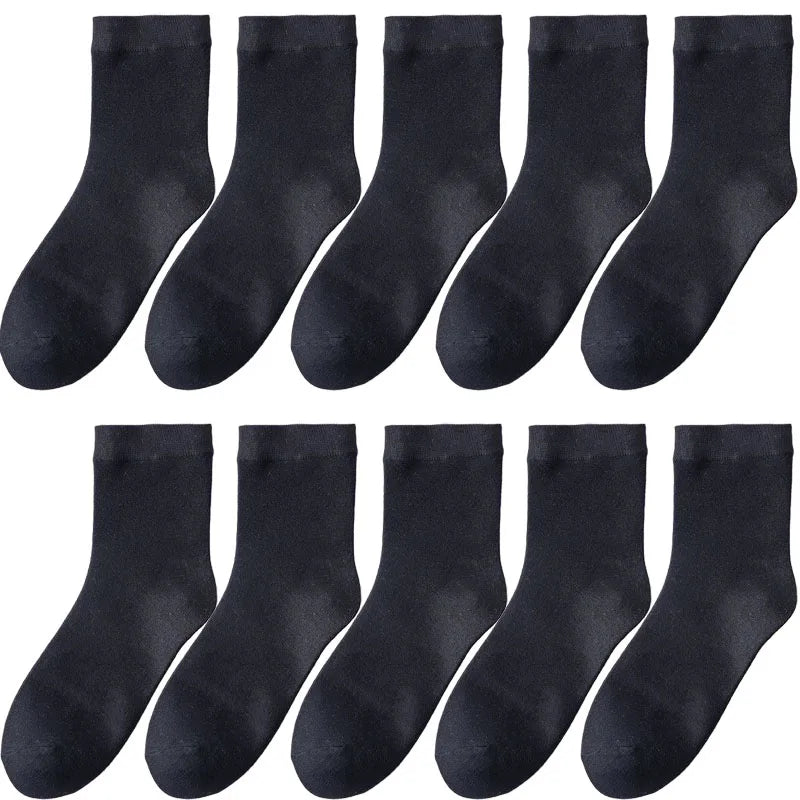 10 Pair Women's Bamboo Fiber Socks Harajuku Retro Solid Color Casual Ladies Set Black Socks Korean Style White Socks Wholesale