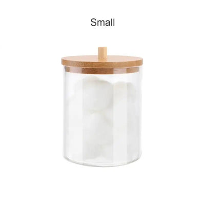 Acrylic Storage Box Bathroom Jar Makeup Organizer Cotton Round Pad Holder Cotton Swab Box Qtip Holder Dispenser With Bamboo Lid