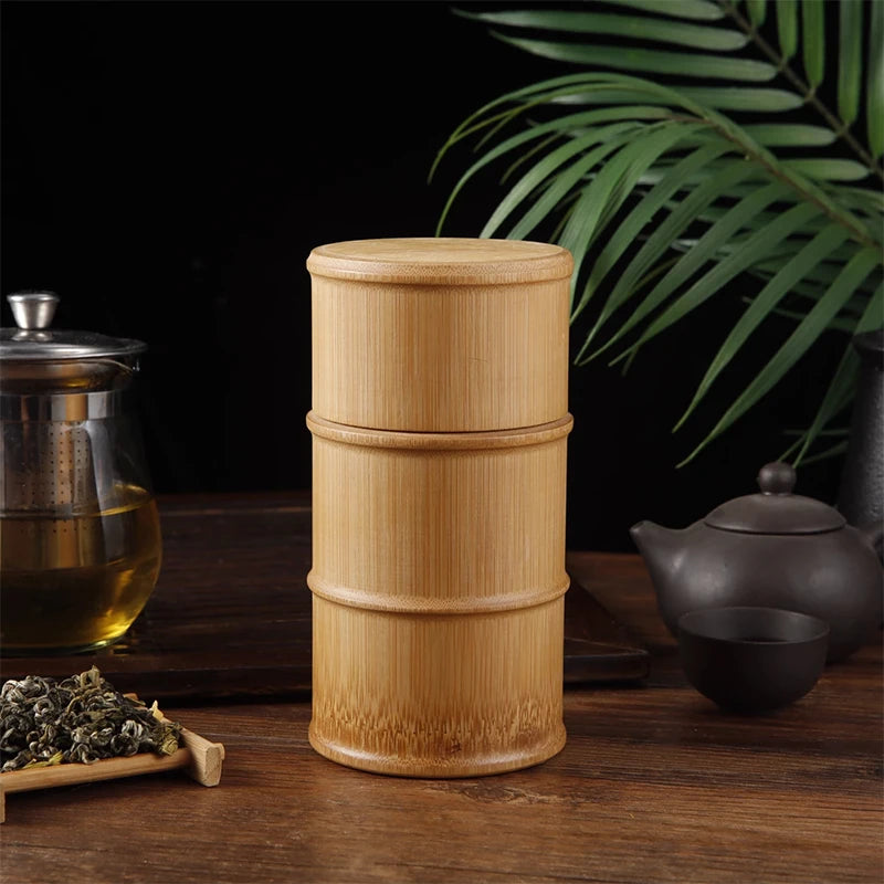 Natural Bamboo Food Storage Box Tea Nut Spice Storage Box Tea Canister Eco-friendly Organizer Jar Kitchen Containers